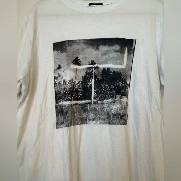 Neuw Palm Tree Art Graphic Linen-Blend T-Shirt- Medium - Picture 5 of 9